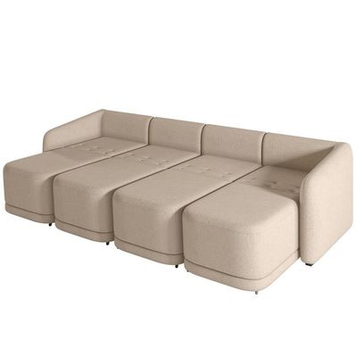 Sofá Cama Para Sala De Estar 5 Lugares 436cm Montserrat K01 Linho Bege - Lyam Decor