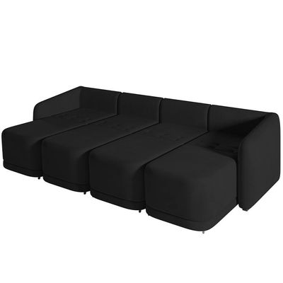 Sofá Cama Para Sala De Estar 4 Lugares 356cm Montserrat K01 Veludo Preto - Lyam Decor