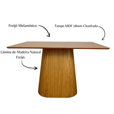 Mesa De Jantar Cone Retangular 150x80 Cm Tampo Freijó Base Freijó Cor Marrom