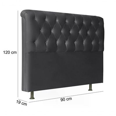 Cabeceira Solteiro 90cm Emilia Suede Preto Id Suede Preto