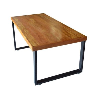 Mesa Industrial Bernardo Madeira Maciça C- Ferragem Preta 1,20m Marrom