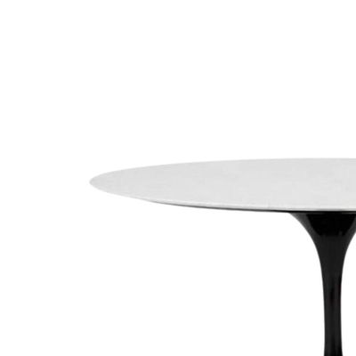 Mesa De Jantar Saarinen Oval 198x122 Cm Mármore Carrara Base Preta