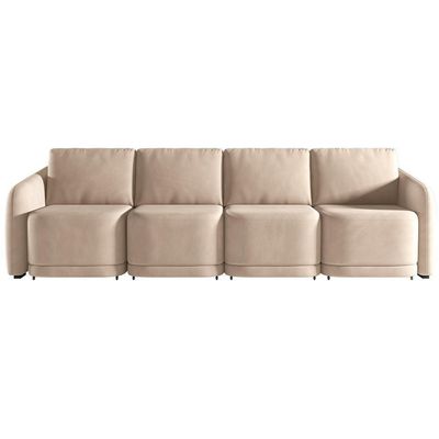 Sofá Cama Para Sala De Estar 4 Lugares 316cm Montserrat K01 Veludo Bege - Lyam Decor