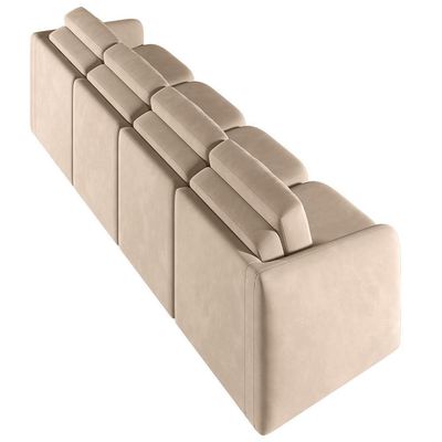 Sofá Cama Para Sala De Estar 4 Lugares 316cm Montserrat K01 Veludo Bege - Lyam Decor