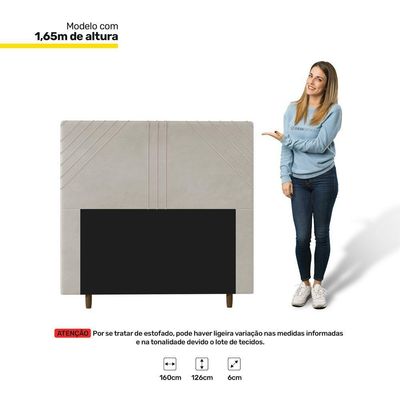 Cabeceira Cama Box Casal Queen Size Lisboa 160Cm Bege