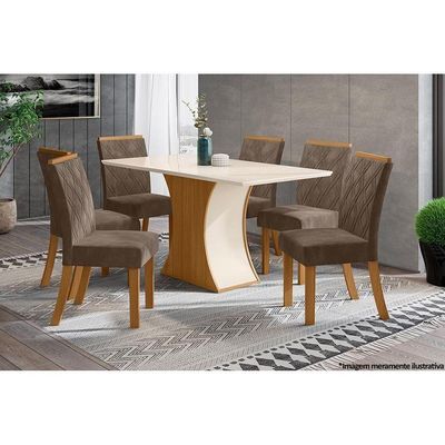Mesa De Sala Jantar Luiza Sc16 + Tampo Madeirado Reto 160x90cm Nature-off White