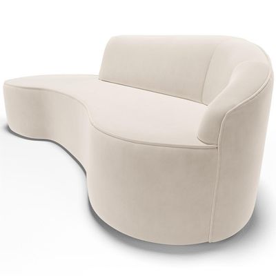 Sofá 3 Lugares Curvo Sala De Estar Living Firenze Direito D02 Veludo Bege 210 Cm C-309 - Lyam