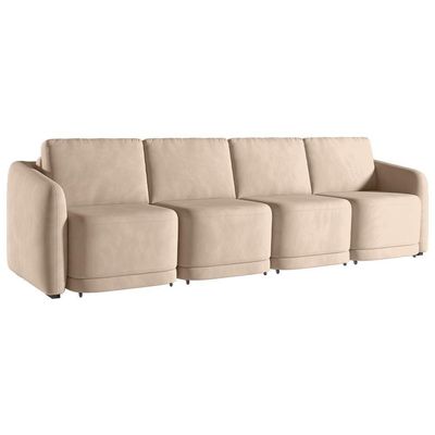 Sofá Cama Para Sala De Estar 4 Lugares 396cm Montserrat K01 Veludo Bege - Lyam Decor