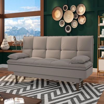 Sofá Cama Reclinável Com 2 Almofadas Inclusas Multimóveis Cr45238 Bege Bege
