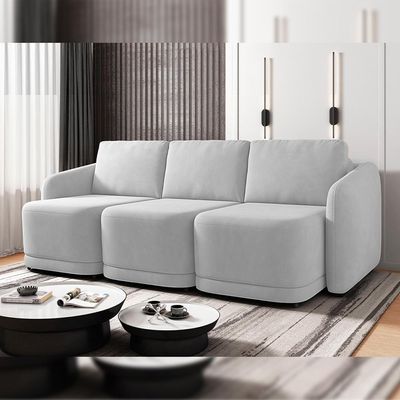 Sofá Cama Para Sala De Estar 4 Lugares 336cm Montserrat K01 Veludo Cinza - Lyam Decor