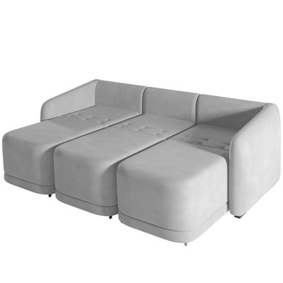 Sofá Cama Para Sala De Estar 4 Lugares 336cm Montserrat K01 Veludo Cinza - Lyam Decor