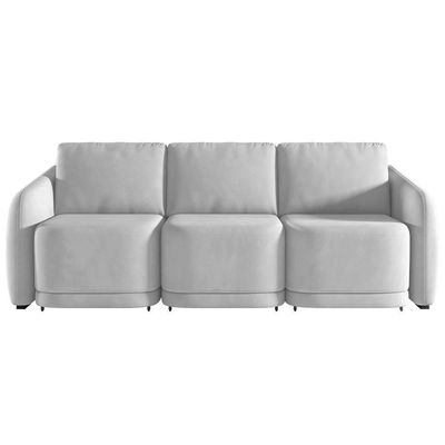 Sofá Cama Para Sala De Estar 4 Lugares 336cm Montserrat K01 Veludo Cinza - Lyam Decor