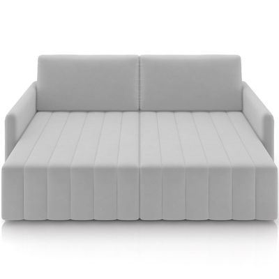 Sofá Cama Retrátil Para Sala De Estar 192cm Porthos M03 Veludo Cinza - Lyam Decor