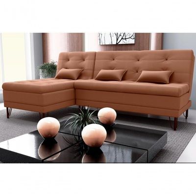 Sofá Cama Com Chaise 3 Lugares 2,00 Mts Nice Matrix Ferrugem