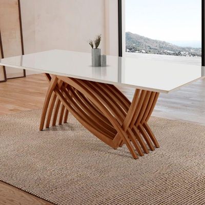 Mesa Para Sala De Jantar Vênus Moderna Mobília Cinamomo Imbuia-off White
