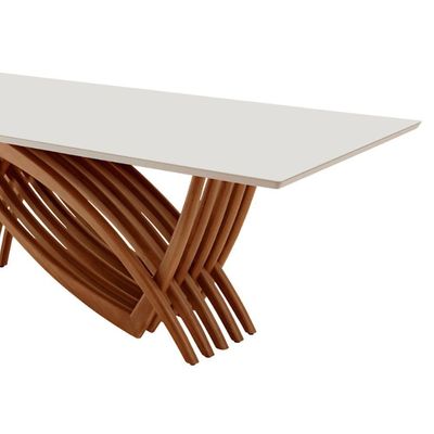 Mesa Para Sala De Jantar Vênus Moderna Mobília Cinamomo Imbuia-off White