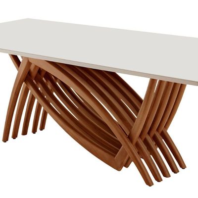 Mesa Para Sala De Jantar Vênus Moderna Mobília Cinamomo Imbuia-off White