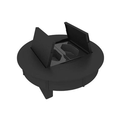 Mesa Eiffel Industrial 90cm Madeira Maciça Natural E Ferro Preto Com Caixa Para Tomada Marrom