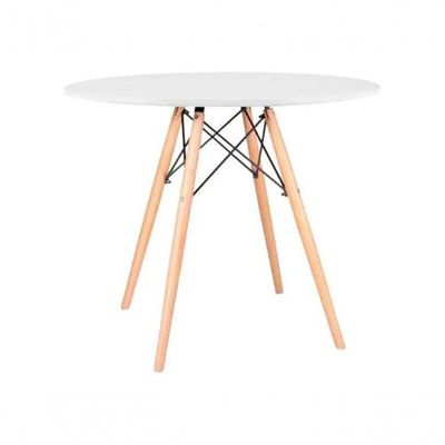 Mesa Eiffel Wood Tampo De Madeira 110cm Branco