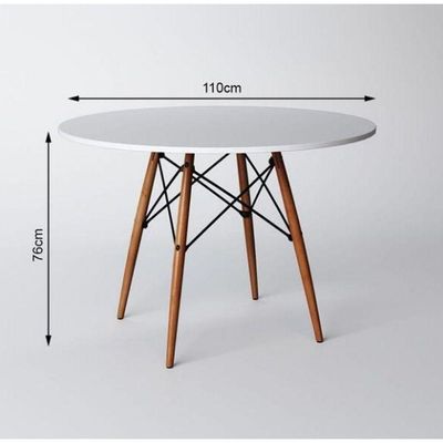 Mesa Eiffel Wood Tampo De Madeira 110cm Branco