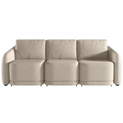 Sofá Cama Para Sala De Estar 3 Lugares 246cm Montserrat K01 Linho Bege - Lyam Decor