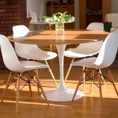 Mesa De Jantar Tulipa Saarinen Redonda 160 Cm Tampo Freijó Cores Branco