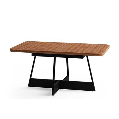 Mesa de Sala Jantar Átria Retangular 1592 Aço c/Tampo Madeirado 160x90cm Nogal/preto/preto - Carraro