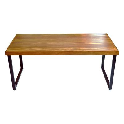 Mesa Industrial Bernardo Madeira Maciça C- Ferragem Preta 2,50m Marrom
