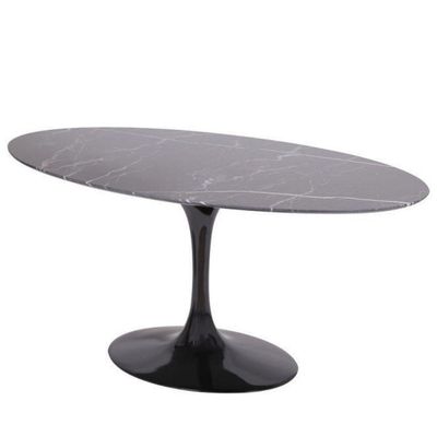 Mesa De Jantar Tulipa Saarinen Redonda 244x137 Cm Mármore Nero