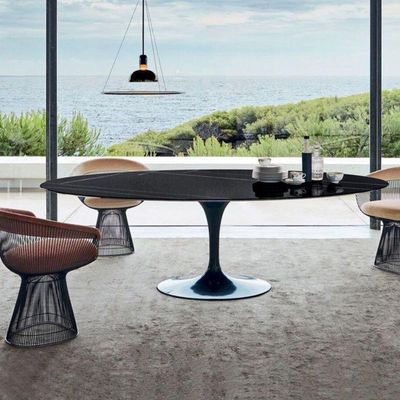Mesa De Jantar Tulipa Saarinen Redonda 244x137 Cm Mármore Nero