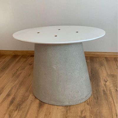 Base De Mesa De Jantar Cone Oval Concreto Maciço P/ Tampo De 160x90 Cm Até 180x100 Cm Cor Cinza
