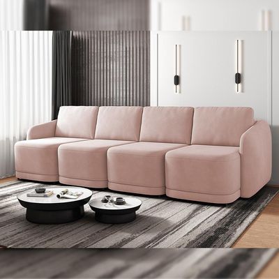Sofá Cama Para Sala De Estar 4 Lugares 356cm Montserrat K01 Veludo Rosê - Lyam Decor