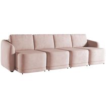 Sofá Cama Para Sala De Estar 4 Lugares 356cm Montserrat K01 Veludo Rosê - Lyam Decor
