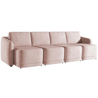 Sofá Cama Para Sala De Estar 4 Lugares 356cm Montserrat K01 Veludo Rosê - Lyam Decor