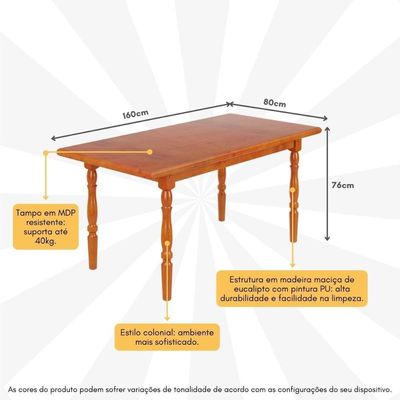 Mesa De Jantar 160cm Multimóveis Cr20278 Mel Mel