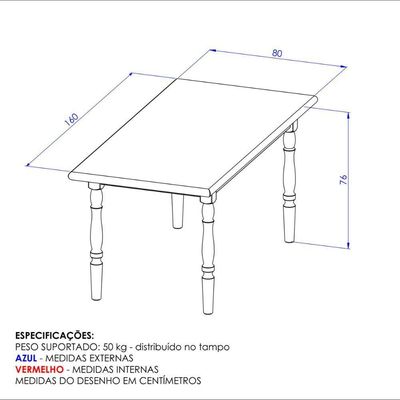Mesa De Jantar 160cm Multimóveis Cr20278 Mel Mel