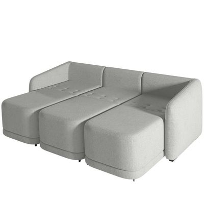 Sofá Cama Para Sala De Estar 3 Lugares 306cm Montserrat K01 Linho Cinza - Lyam Decor