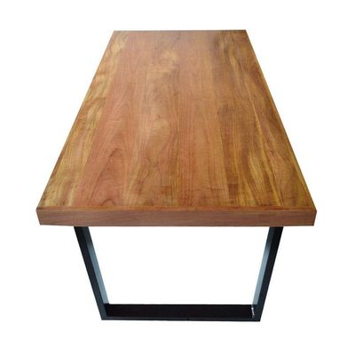 Mesa Industrial Lanna Madeira Maciça C- Ferragem Preta 2,50m Marrom