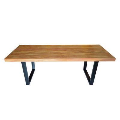 Mesa Industrial Lanna Madeira Maciça C- Ferragem Preta 2,50m Marrom