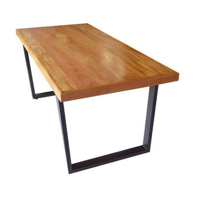 Mesa Industrial Lanna Madeira Maciça C- Ferragem Preta 2,50m Marrom