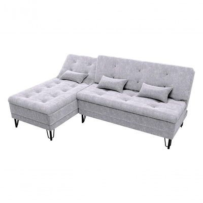 Sofá Cama Com Chaise 3 Lugares 2,00 Mts Nice Matrix Cinza
