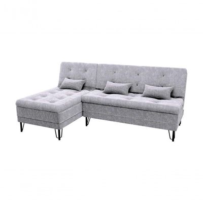 Sofá Cama Com Chaise 3 Lugares 2,00 Mts Nice Matrix Cinza