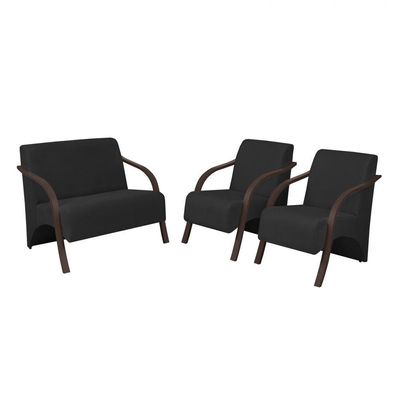 ConjPoltronas 1 Dois Lugares 2 Um Lugar Braços Em Madeira 1 Namoradeira 2 De Um Lugar Suede