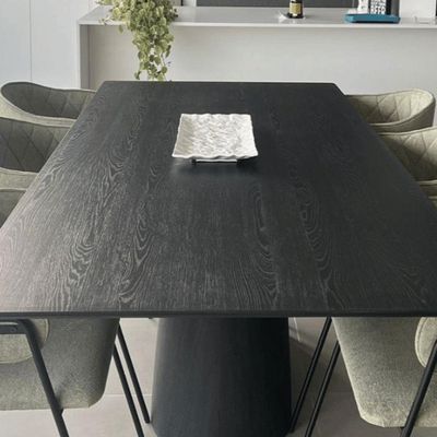 Mesa De Jantar Cone Retangular 198x122 Cm Tampo Ébano Base Ébano Cor Preto