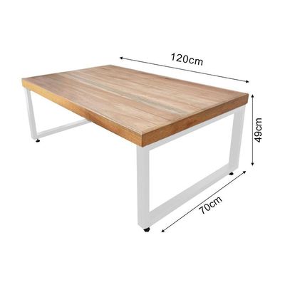Mesa Industrial Infantil Bernardo 120x70cm Madeira Maciça Ferragem Branca Branco