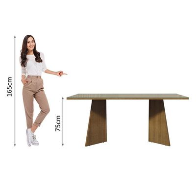 Mesa Jantar Retangular Tampo Vidro Rustic-crema