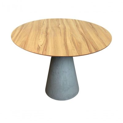 Mesa De Jantar Cone 120cm Tampo Nogueira Cinza Claro