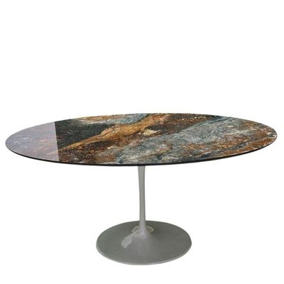 Mesa De Jantar Saarinen Oval 244x137 Cm Calacata Marmorizada Estelar