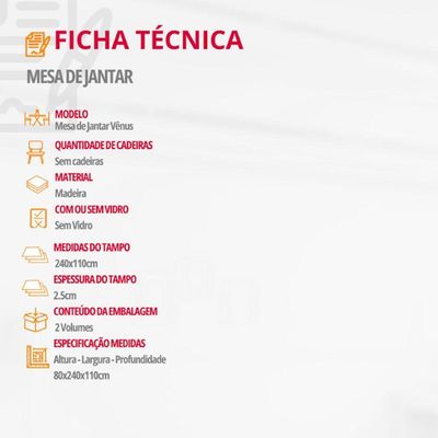 Mesa Para Sala De Jantar Vênus Moderna Mobília Cinamomo Imbuia