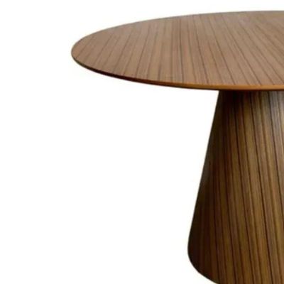 Mesa De Jantar Cone Redonda 120 Cm Base Madeira Pau Ferro